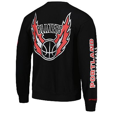 Men's Mitchell & Ness Black Portland Trail Blazers Hardwood Classics There and Back Pullover Sweatshirt