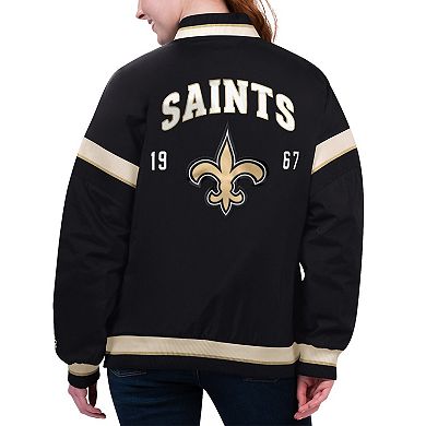 Women's Starter Black New Orleans Saints Tournament Full-Snap Varsity Jacket