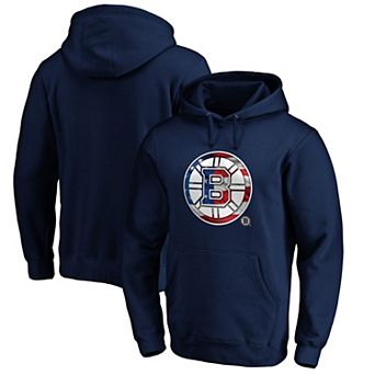 Men's Navy Boston Bruins Banner Wave Logo Pullover Hoodie