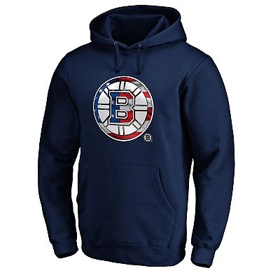Men's Navy Boston Bruins Banner Wave Logo Pullover Hoodie