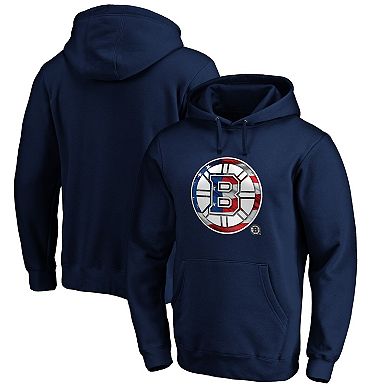 Men's Navy Boston Bruins Banner Wave Logo Pullover Hoodie