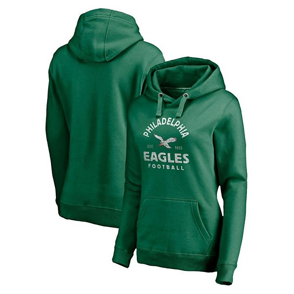 Women s Fanatics Branded Kelly Green Philadelphia Eagles Gridiron Classics Vintage Arch Pullover Hoodie