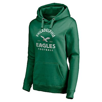 Women s Fanatics Branded Kelly Green Philadelphia Eagles Gridiron Classics Vintage Arch Pullover Hoodie