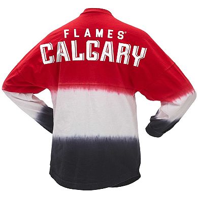 Women's Fanatics Branded Red/Black Calgary Flames Ombre Long Sleeve T-Shirt