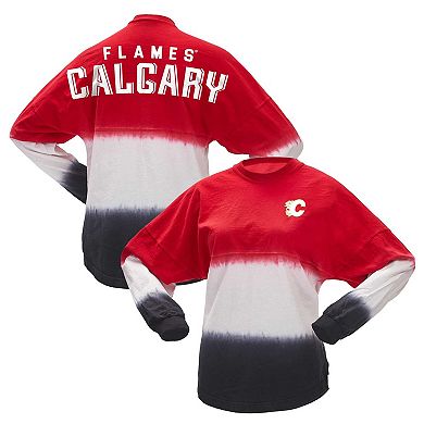 Women's Fanatics Branded Red/Black Calgary Flames Ombre Long Sleeve T-Shirt