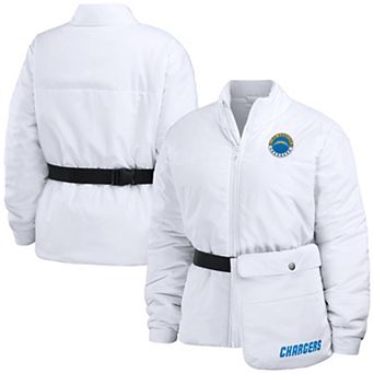 Women's WEAR by Erin Andrews White Los Angeles Chargers Packaway Full-Zip Puffer Jacket