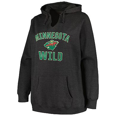 Women's Profile Heather Charcoal Minnesota Wild Plus Size Arch Over Logo Pullover Hoodie