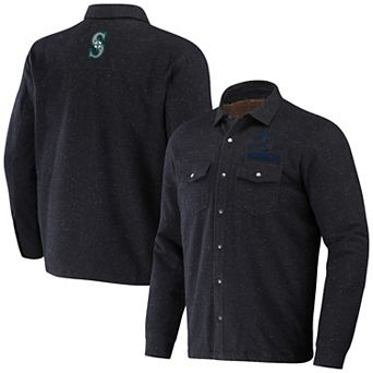 Men's Darius Rucker Collection by Fanatics Black Seattle Mariners Ringstop Full-Snap Shacket