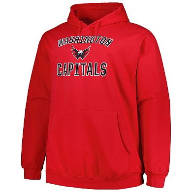 Men's Profile Red Washington Capitals Big & Tall Arch Over Logo Pullover Hoodie
