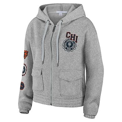 Women's WEAR by Erin Andrews Heather Gray Chicago Bears Full-Zip Hoodie