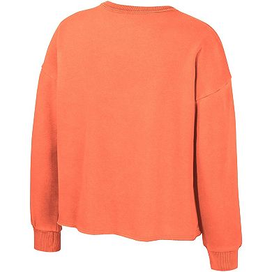 Girls Youth Colosseum Orange Clemson Tigers Audrey Washed Fleece Pullover Crewneck Sweatshirt