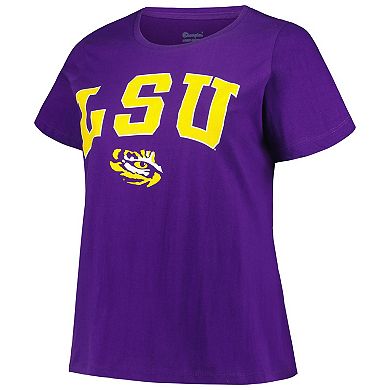 Women's Profile Purple LSU Tigers Plus Size Arch Over Logo Scoop Neck T-Shirt