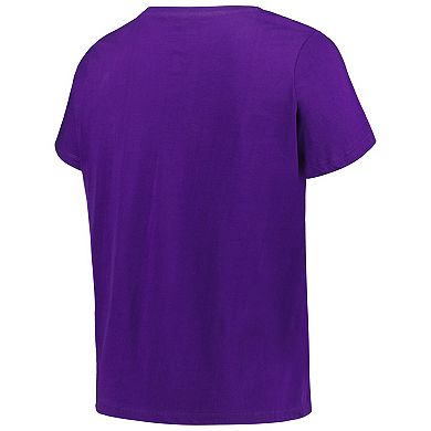 Women's Profile Purple LSU Tigers Plus Size Arch Over Logo Scoop Neck T-Shirt