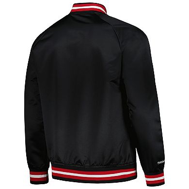 Men's Mitchell & Ness Black Miami Heat Hardwood Classics Throwback Wordmark Raglan Full-Snap Jacket