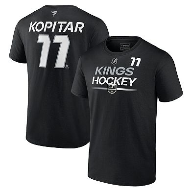 Men's Fanatics Branded Anze Kopitar Black Los Angeles Kings Authentic Pro Prime Name & Number T-Shirt