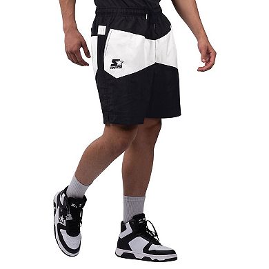 Men's Starter x NHL Black Ice Black/White New York Rangers Linechange Shorts