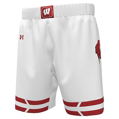 Men's Under Armour White Wisconsin Badgers Replica Basketball Shorts