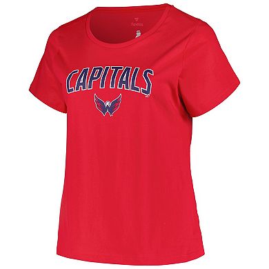 Women's Profile Red Washington Capitals Plus Size Arch Over Logo T-Shirt
