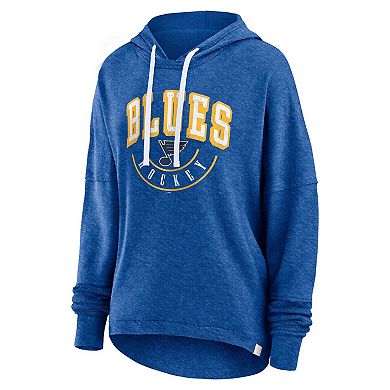 Women's Fanatics Branded Heather Blue St. Louis Blues Lux Lounge Helmet Arch Pullover Hoodie