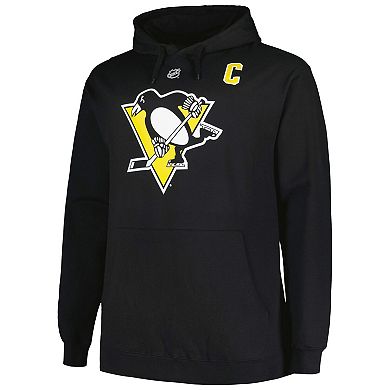 Men's Profile Sidney Crosby Black Pittsburgh Penguins Big & Tall Name & Number Pullover Hoodie