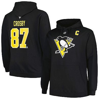 Men's Profile Sidney Crosby Black Pittsburgh Penguins Big & Tall Name & Number Pullover Hoodie