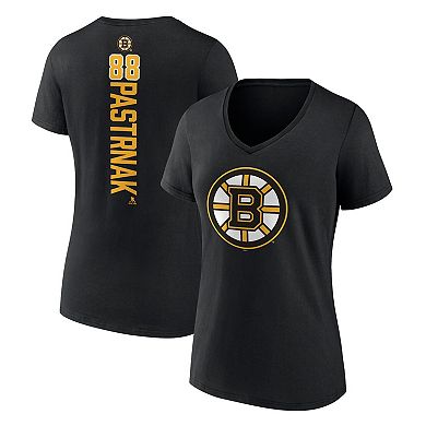 Women's David Pastrnak Black Boston Bruins Playmaker V-Neck T-Shirt