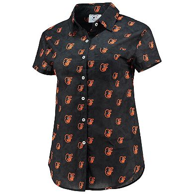 Women's FOCO Orange Baltimore Orioles Floral Button Up Shirt