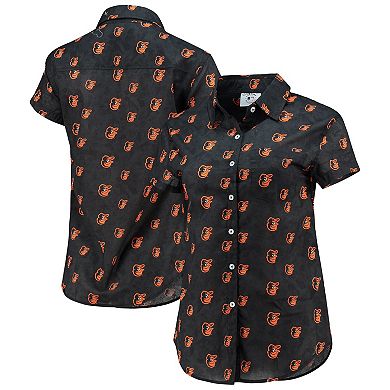 Women's FOCO Orange Baltimore Orioles Floral Button Up Shirt
