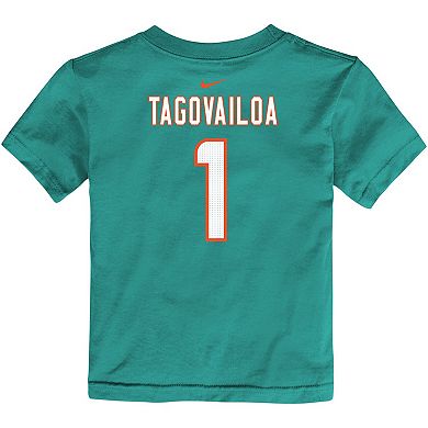 Toddler Nike Tua Tagovailoa Aqua Miami Dolphins Player Name & Number T-Shirt