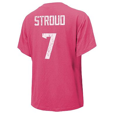 Women's Majestic Threads C.J. Stroud Pink Houston Texans Name & Number T-Shirt