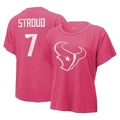 Women's Majestic Threads C.J. Stroud Pink Houston Texans Name & Number T-Shirt