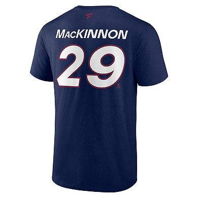 Men's Fanatics Branded Nathan MacKinnon Navy Colorado Avalanche Authentic Pro Prime Name & Number T-Shirt