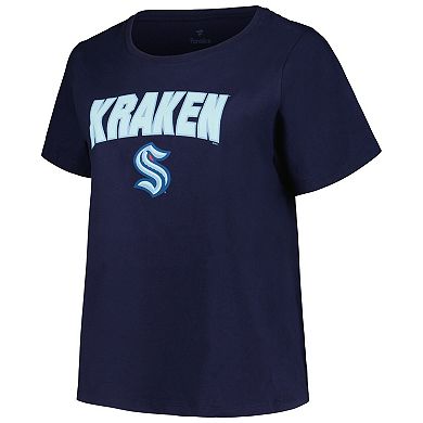 Women's Profile Deep Sea Blue Seattle Kraken Plus Size Arch Over Logo T-Shirt