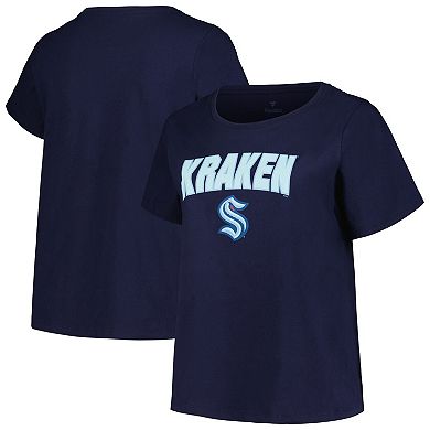 Women's Profile Deep Sea Blue Seattle Kraken Plus Size Arch Over Logo T-Shirt