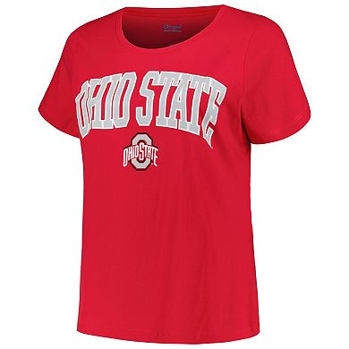 Women's Profile Scarlet Ohio State Buckeyes Plus Size Arch Over Logo Scoop Neck T-Shirt