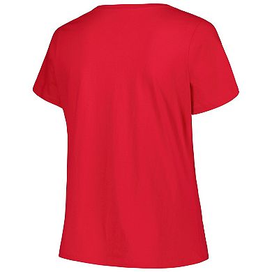 Women's Profile Scarlet Ohio State Buckeyes Plus Size Arch Over Logo Scoop Neck T-Shirt