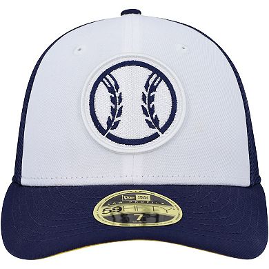 Men's New Era White/Navy Milwaukee Brewers 2023 On-Field Batting Practice Low Profile 59FIFTY Fitted Hat