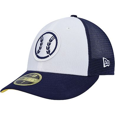 Men's New Era White/Navy Milwaukee Brewers 2023 On-Field Batting Practice Low Profile 59FIFTY Fitted Hat