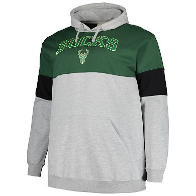 Men's Fanatics Branded Hunter Green/Black Milwaukee Bucks Big & Tall Pullover Hoodie