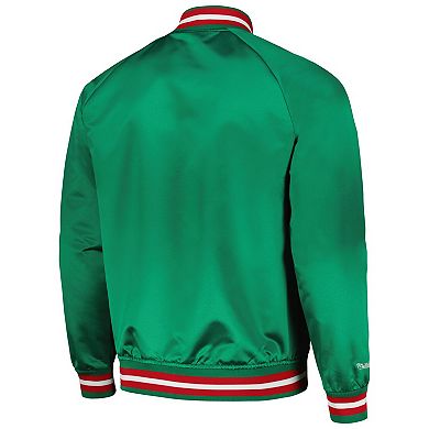 Men's Mitchell & Ness Green Milwaukee Bucks Hardwood Classics Throwback Wordmark Raglan Full-Snap Jacket