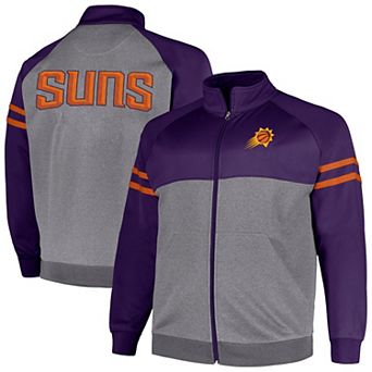 Men's Fanatics Branded Purple/Heather Gray Phoenix Suns Big & Tall Pieced Stripe Raglan Full-Zip Track Jacket