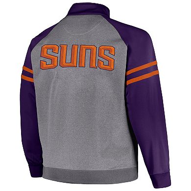 Men's Fanatics Branded Purple/Heather Gray Phoenix Suns Big & Tall Pieced Stripe Raglan Full-Zip Track Jacket