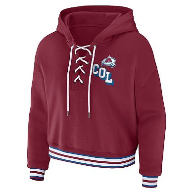 Women's WEAR by Erin Andrews Burgundy Colorado Avalanche Lace-Up Pullover Hoodie
