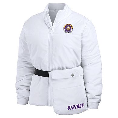 Women's WEAR by Erin Andrews White Minnesota Vikings Packaway Full-Zip Puffer Jacket