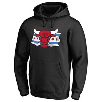 Men's Fanatics Branded Black Chicago Bulls Hometown Collection Chicago Flag Pullover Hoodie