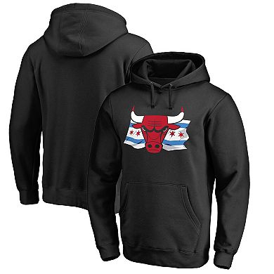 Men's Fanatics Branded Black Chicago Bulls Hometown Collection Chicago Flag Pullover Hoodie