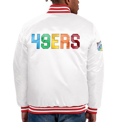 Men's Starter White San Francisco 49ers Pride Full-Snap Varsity Jacket