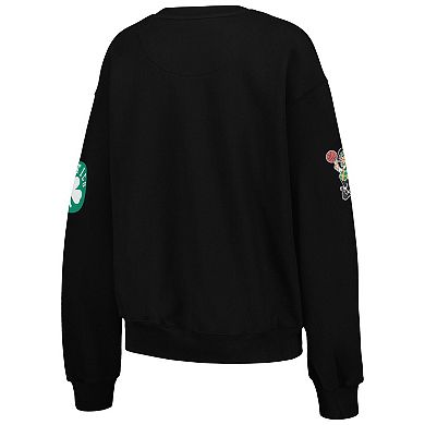 Women's Black Boston Celtics Oversized Pullover Sweatshirt