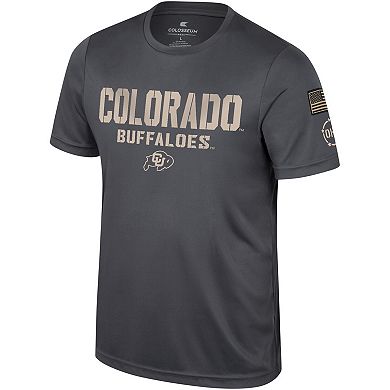 Men's Colosseum Charcoal Colorado Buffaloes OHT Military Appreciation  T-Shirt