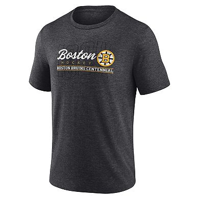 Men's Fanatics Branded  Heather Charcoal Boston Bruins Centennial Hockey Tri-Blend T-Shirt
